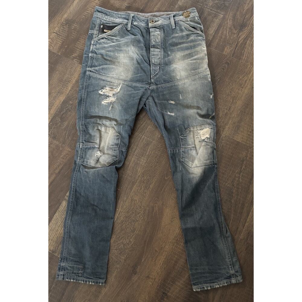 g-star raw mens 3301 slim denim jeans 28x32 Arc Distressed